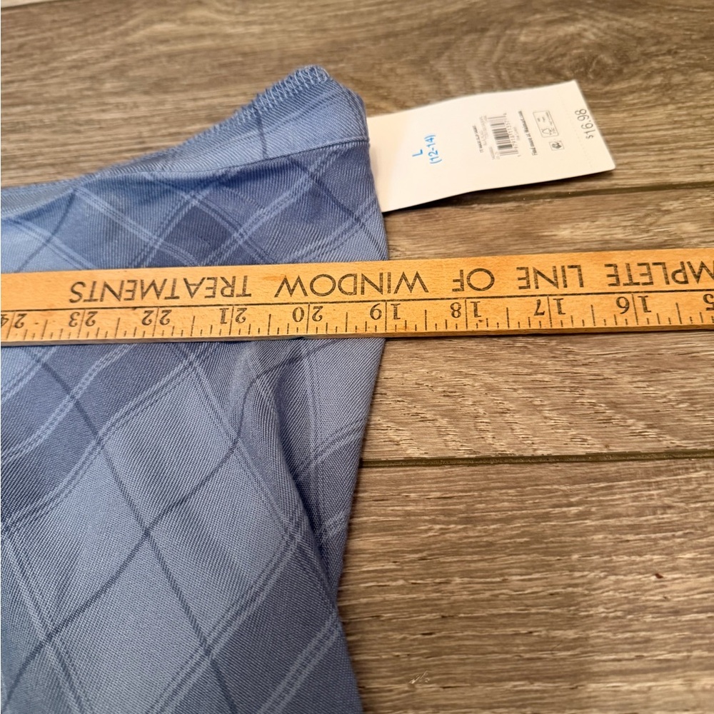 Time and Tru Blue Plaid Maxi Skirt Size L 12-14 Elastic Waist Flowy - Picture 4 of 4